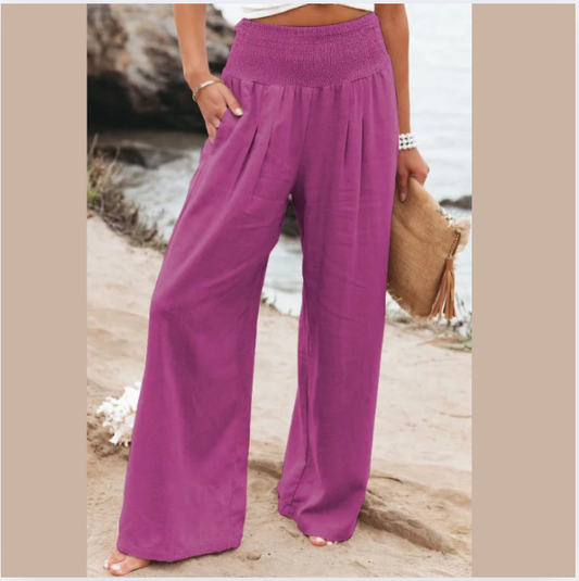 RX6602 Autumn and Winter New Quick Sell Cotton Hemp High Waist Pull Elastic Waist Popular Women's Casual Pants