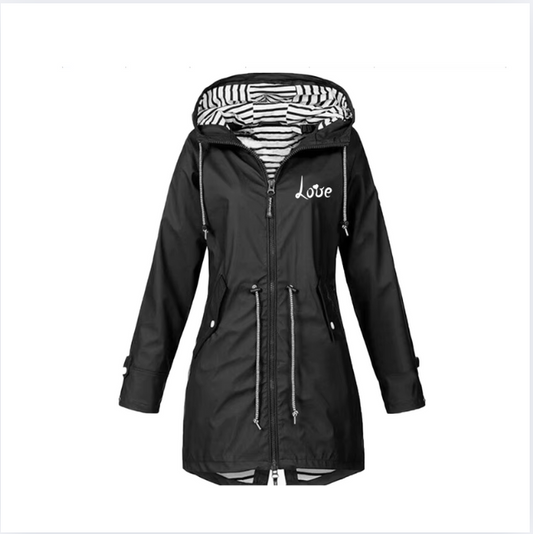 Women's Windproof Waterproof Jacket Outdoor Climbing Long Sleeve Hooded Coat Fashion Windbreaker Raincoat (S-5XL)