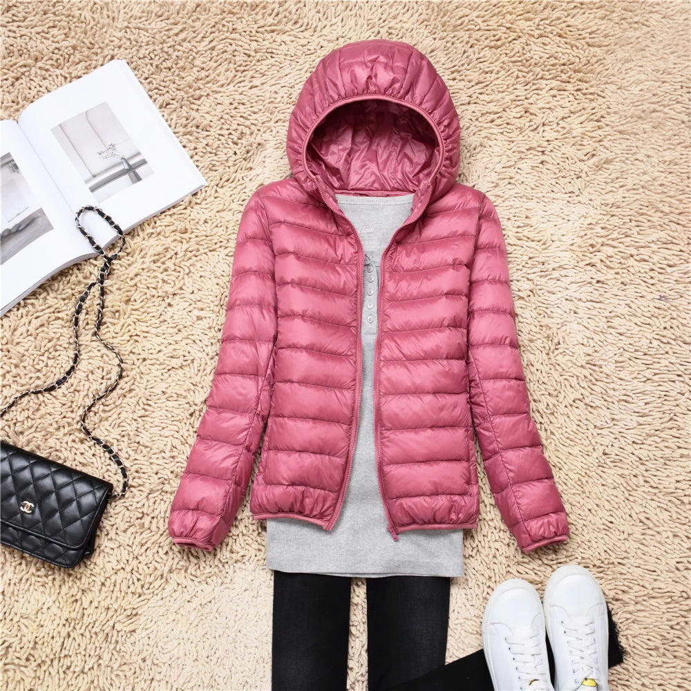 Women Puffer Jacket 15 Colors Plus Size 5XL 6XL 7XL New Spring Autumn Female Ultra Lightweight Packable Hooded Down Coats