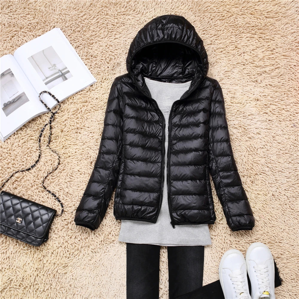 Women Puffer Jacket 15 Colors Plus Size 5XL 6XL 7XL New Spring Autumn Female Ultra Lightweight Packable Hooded Down Coats