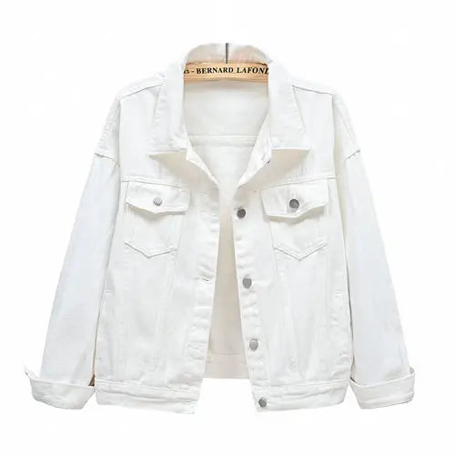 Pure Color Women's Denim Jacket Single-breasted Lapel Coat Fashion Casual Tops Green Black Red Blue Outerwear Female Overcoat
