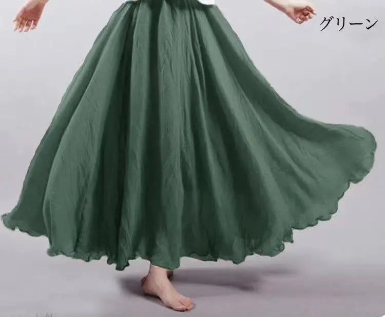 28-Color Literary Cotton Linen skirt Elastic Waist A-line Skirt Solid Color Timeless, Classic Style Women Long Skirts