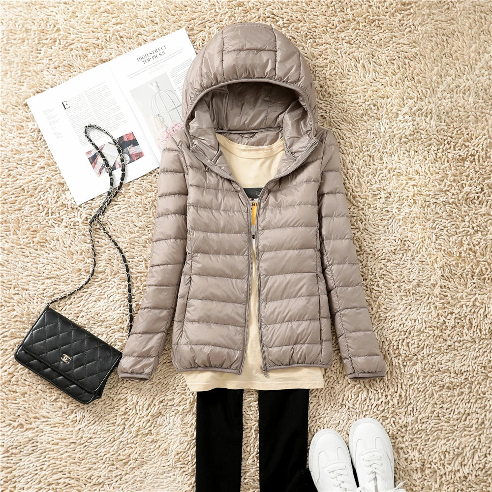 Women Puffer Jacket 15 Colors Plus Size 5XL 6XL 7XL New Spring Autumn Female Ultra Lightweight Packable Hooded Down Coats