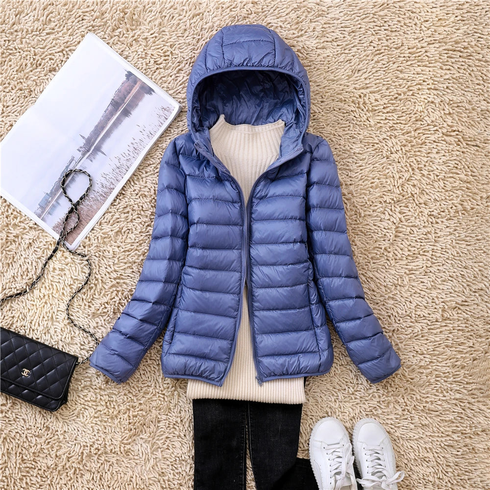 Women Puffer Jacket 15 Colors Plus Size 5XL 6XL 7XL New Spring Autumn Female Ultra Lightweight Packable Hooded Down Coats