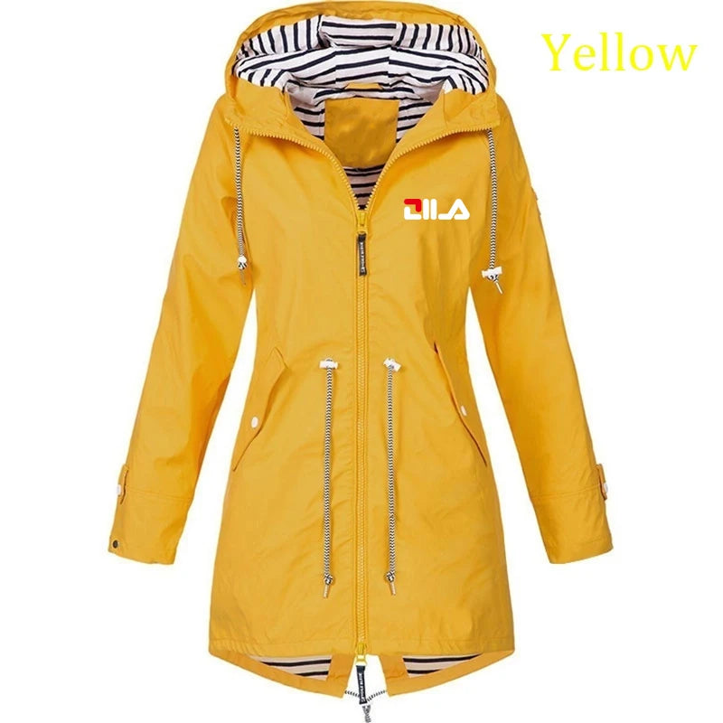 Women's Windproof Waterproof Jacket Outdoor Climbing Long Sleeve Hooded Coat Fashion Windbreaker Raincoat (S-5XL)