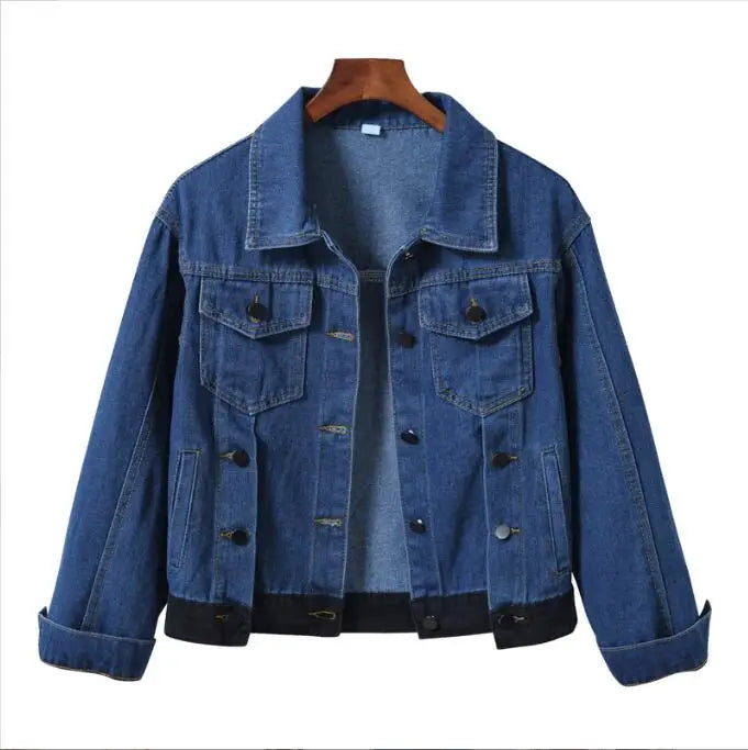 Pure Color Women's Denim Jacket Single-breasted Lapel Coat Fashion Casual Tops Green Black Red Blue Outerwear Female Overcoat