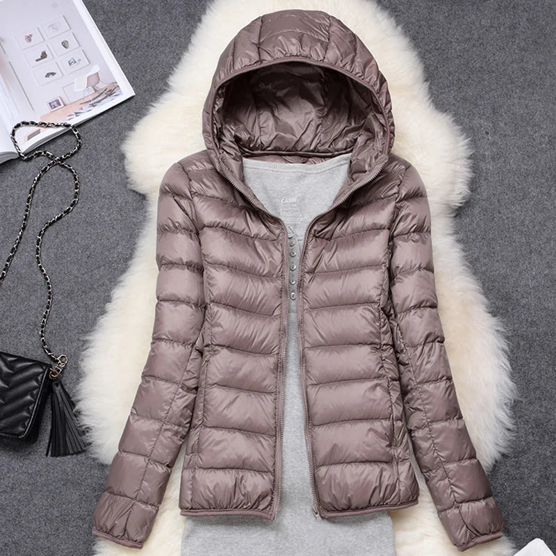Women Puffer Jacket 15 Colors Plus Size 5XL 6XL 7XL New Spring Autumn Female Ultra Lightweight Packable Hooded Down Coats