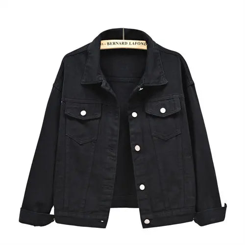 Pure Color Women's Denim Jacket Single-breasted Lapel Coat Fashion Casual Tops Green Black Red Blue Outerwear Female Overcoat