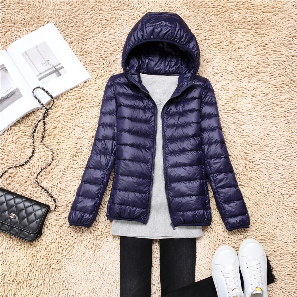 Women Puffer Jacket 15 Colors Plus Size 5XL 6XL 7XL New Spring Autumn Female Ultra Lightweight Packable Hooded Down Coats