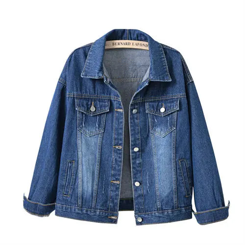 Pure Color Women's Denim Jacket Single-breasted Lapel Coat Fashion Casual Tops Green Black Red Blue Outerwear Female Overcoat