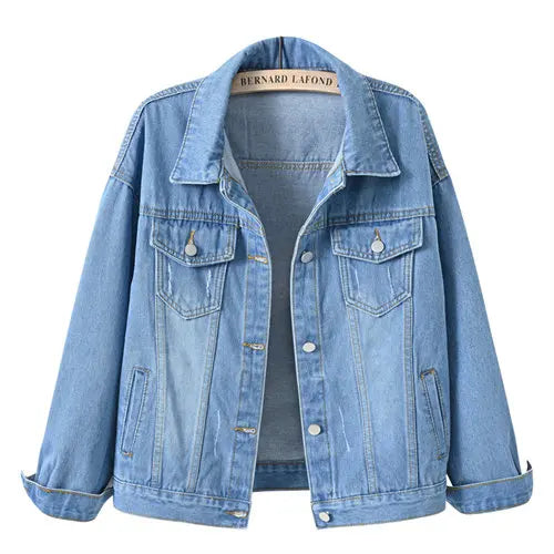 Pure Color Women's Denim Jacket Single-breasted Lapel Coat Fashion Casual Tops Green Black Red Blue Outerwear Female Overcoat