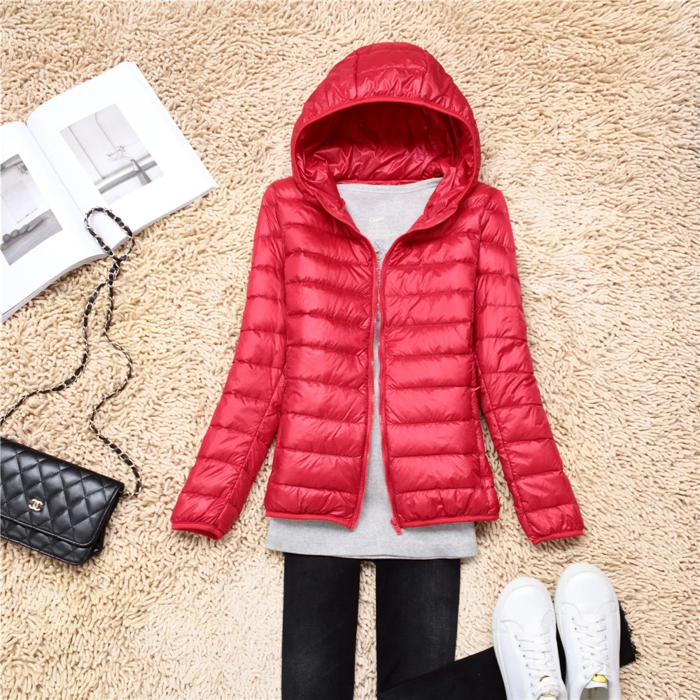 Women Puffer Jacket 15 Colors Plus Size 5XL 6XL 7XL New Spring Autumn Female Ultra Lightweight Packable Hooded Down Coats