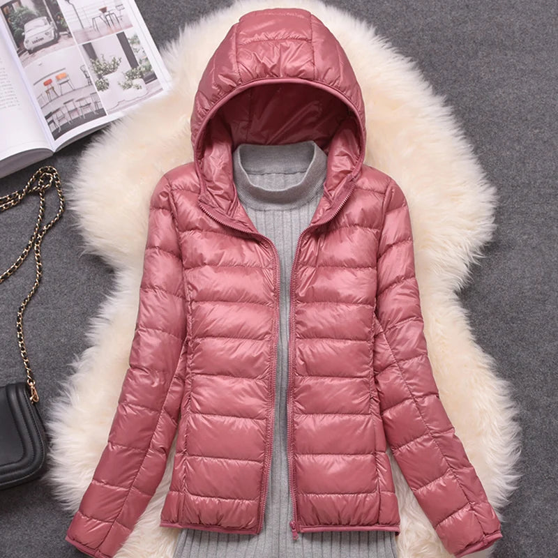 Women Puffer Jacket 15 Colors Plus Size 5XL 6XL 7XL New Spring Autumn Female Ultra Lightweight Packable Hooded Down Coats
