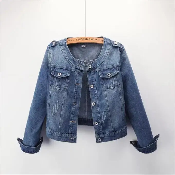 Pure Color Women's Denim Jacket Single-breasted Lapel Coat Fashion Casual Tops Green Black Red Blue Outerwear Female Overcoat