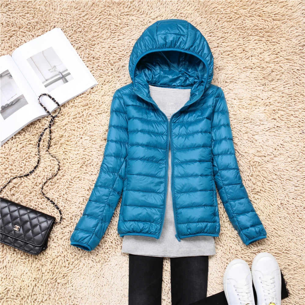 Women Puffer Jacket 15 Colors Plus Size 5XL 6XL 7XL New Spring Autumn Female Ultra Lightweight Packable Hooded Down Coats