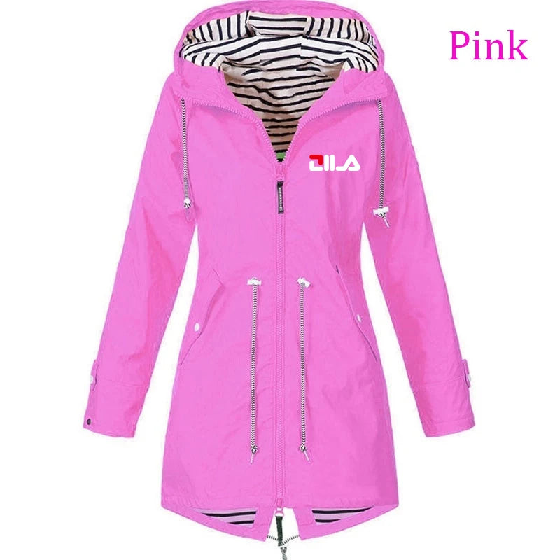 Women's Windproof Waterproof Jacket Outdoor Climbing Long Sleeve Hooded Coat Fashion Windbreaker Raincoat (S-5XL)