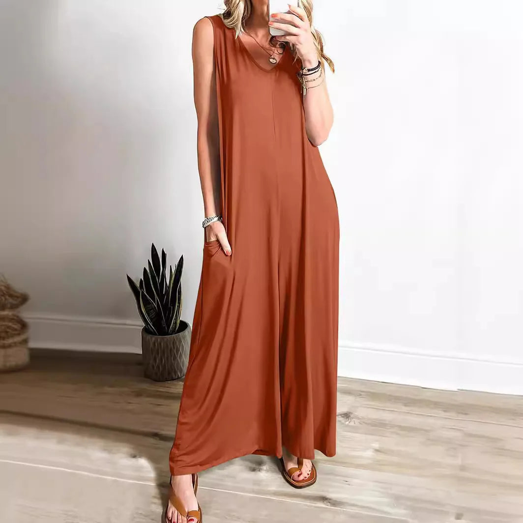 Fresh Casual Women's Pocket jumpsuit Thin Women's jumpsuit