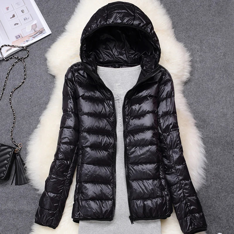 Women Puffer Jacket 15 Colors Plus Size 5XL 6XL 7XL New Spring Autumn Female Ultra Lightweight Packable Hooded Down Coats