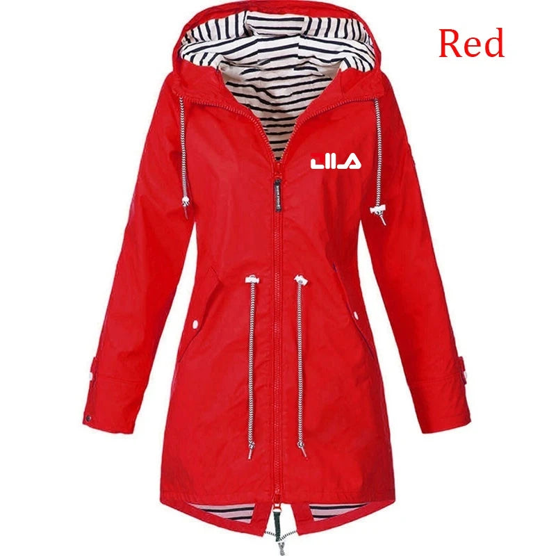 Women's Windproof Waterproof Jacket Outdoor Climbing Long Sleeve Hooded Coat Fashion Windbreaker Raincoat (S-5XL)