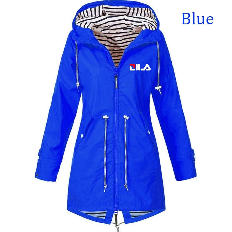Women's Windproof Waterproof Jacket Outdoor Climbing Long Sleeve Hooded Coat Fashion Windbreaker Raincoat (S-5XL)
